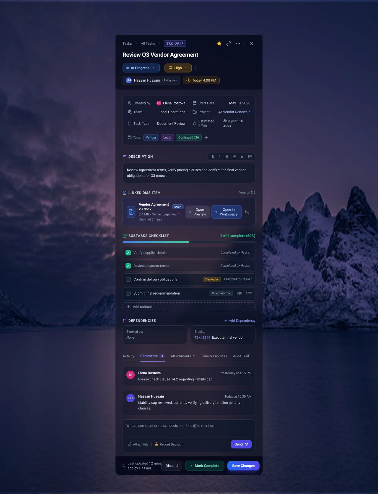 Task details