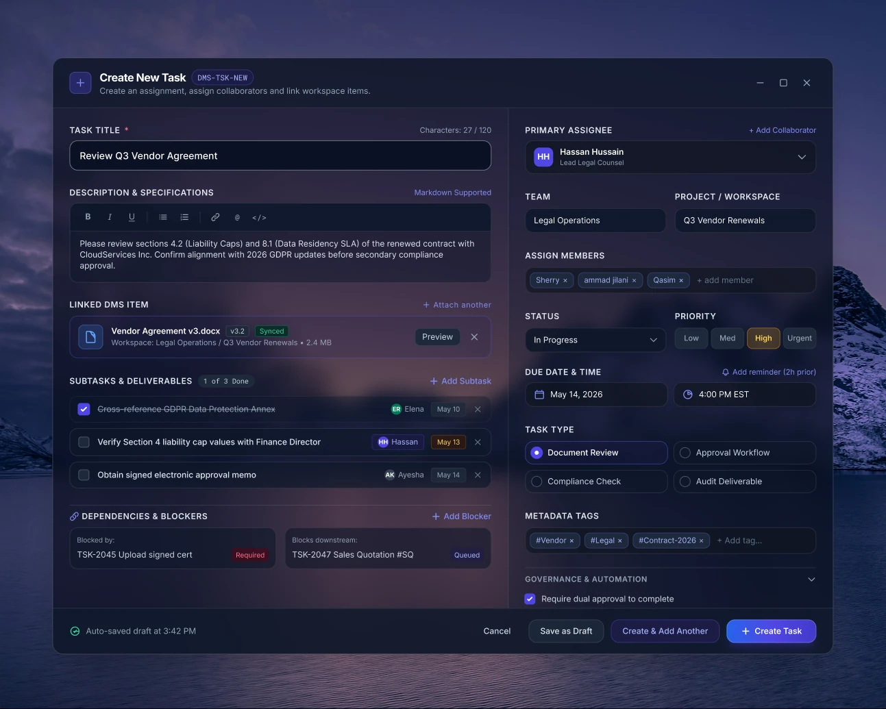 Task creation