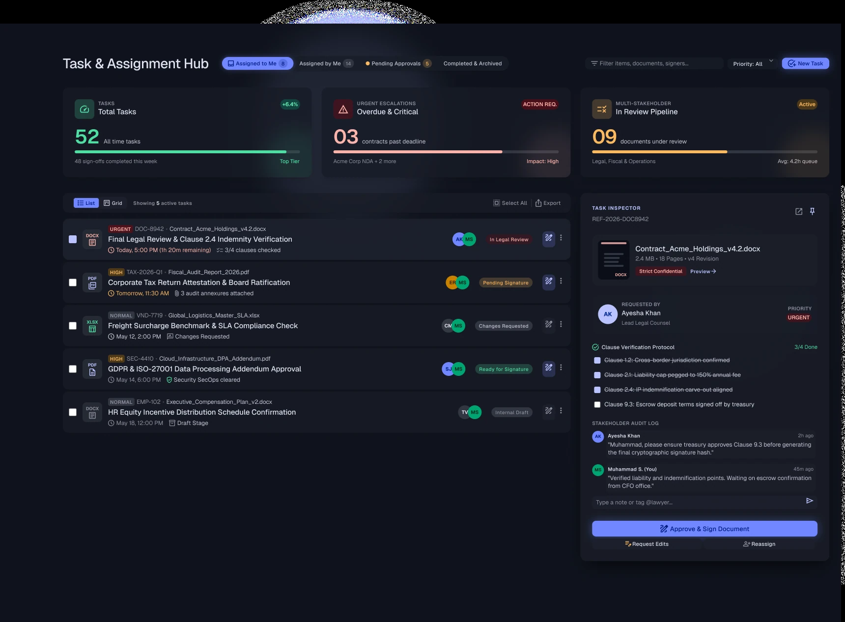 Task & Assignment Management Center