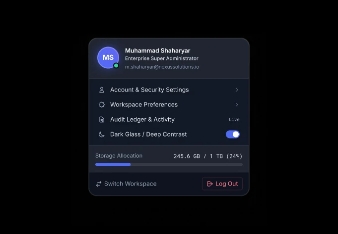 Profile menu