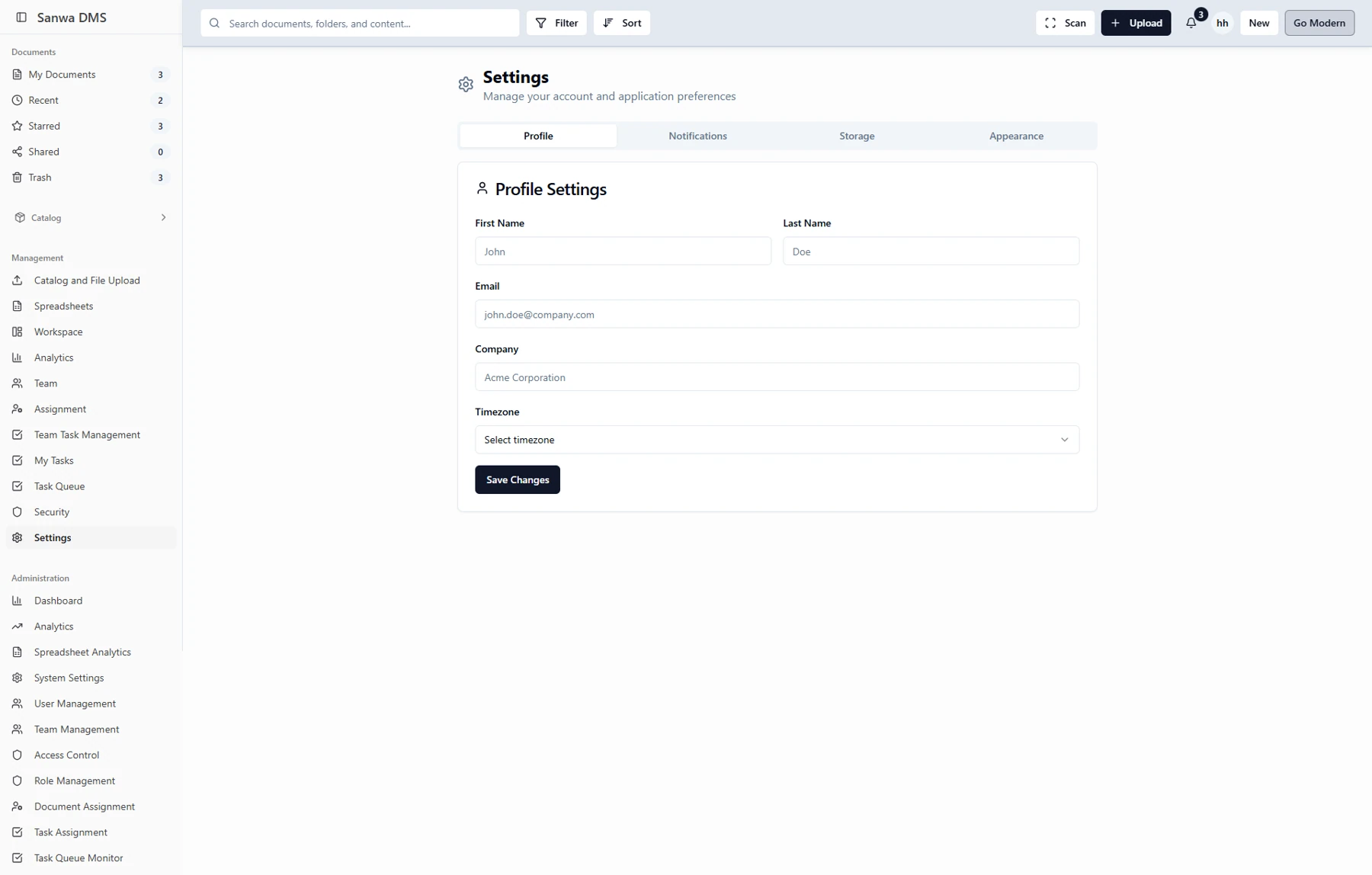 Previous interface — Setting