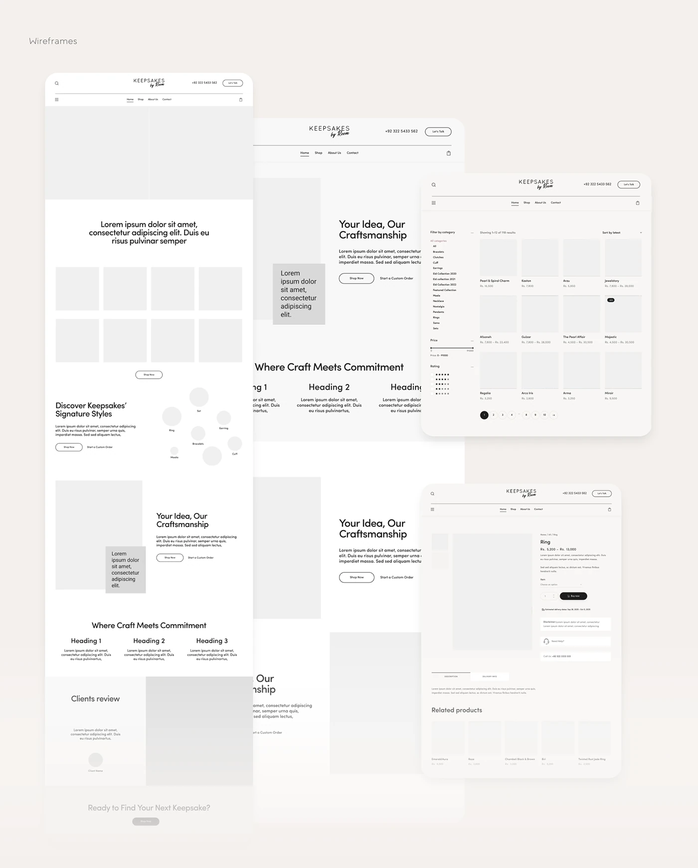 Wireframes and page structure